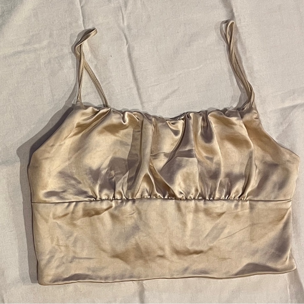 Zara Satin Crop Top in Luxurious Gold